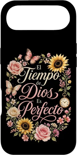Vista 16 de Fe Cristiana El Tiempo De Dios ES Perfecto Floral Wreath Case for iPhone 16
