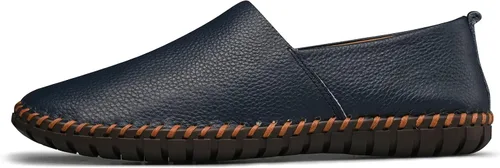 Vista 6 de Mocasines de cuero genuino para hombre, suaves, transpirables, hechos a mano, con costuras a la moda, casuales, ligeros, zapatos de vestir