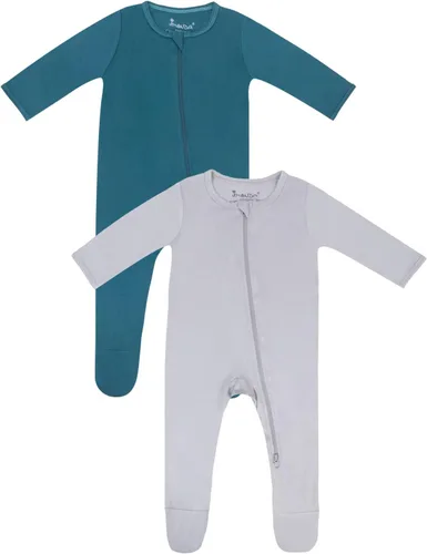 Vista 46 de Jimonda Pijama de bambú para bebé, unisex, para niños y niñas, de una pieza, manga larga, cierre de cremallera de 2 vías, mameluco