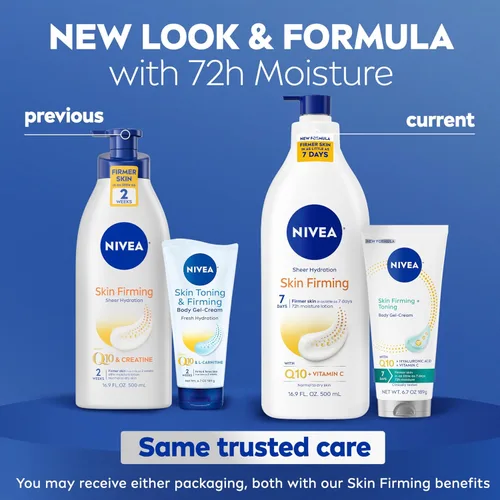 Vista 2 de Loción corporal reafirmante de hidratación ligera NIVEA (16.9 Fl Oz) + Crema en gel reafirmante y tonificante para la piel con ácido hialurónico