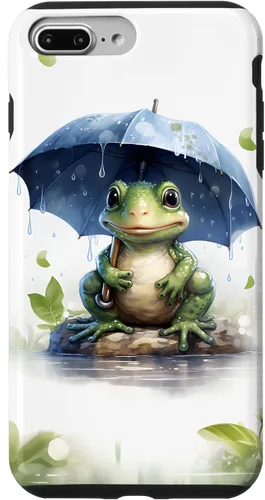 Vista 12 de Cute Green Frog with Umbrella in The Rain Case for iPhone 17