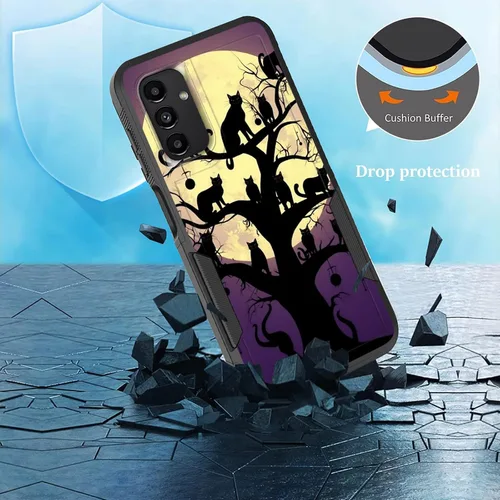 Vista 6 de Funda para Galaxy A15 5G, doble capa híbrida resistente a prueba de golpes, policarbonato duro, silicona suave, TPU, funda protectora para Samsung