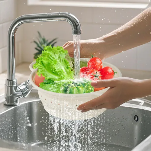 Vista 3 de Kkioiome Coladores y coladores, colador plegable de silicona para fregadero, 13 pulgadas, coladores y coladores para cocina, escurridor grande