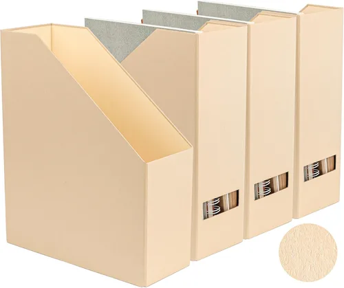 Vista 10 de Soporte para revistas, organizador de archivos y escritorio, organizador de libros de cartón y caja de almacenamiento para documentos, estante