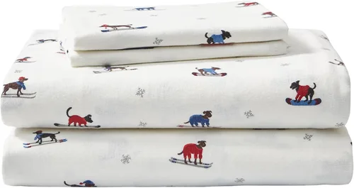 Vista 23 de Eddie Bauer - Sábanas individuales, juego de ropa de cama de franela de algodón, cepillada para mayor suavidad, decoración acogedora para el hogar