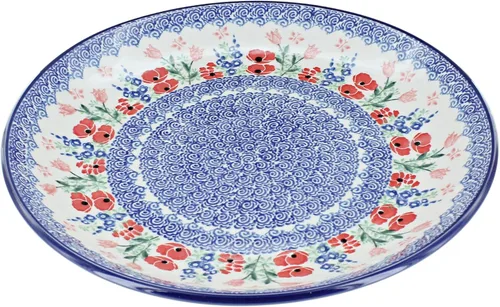 Vista 5 de Cerámica pulida de rosa azul – Plato de cena Athena marrón – 10.5 pulgadas de diámetro – Ideal para comidas diarias, comidas informales o como