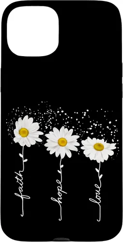 Vista 9 de Funda para iPhone 14 Pro Max Faith Hope Love para regalo, diseño de margaritas blancas