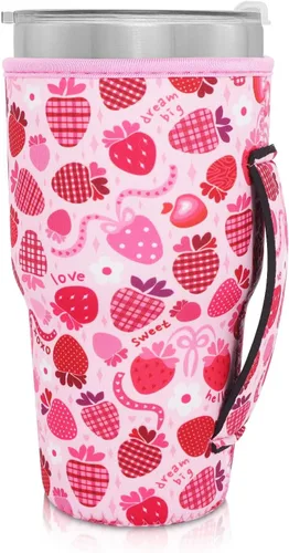 Vista 21 de Fundas Aislantes de Neopreno Portavasos con Asa para Vasos Tumbler de 20oz, Funda Reutilizable para Café Helado Para Tazas de Café de 30oz - 32oz