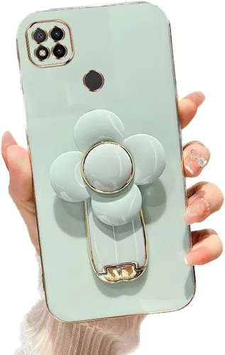 Vista 92 de Miagon - Funda con soporte para Xiaomi Redmi A1, galvanizado suave TPU protector delgado a prueba de golpes con molinete giratorio soporte de flores