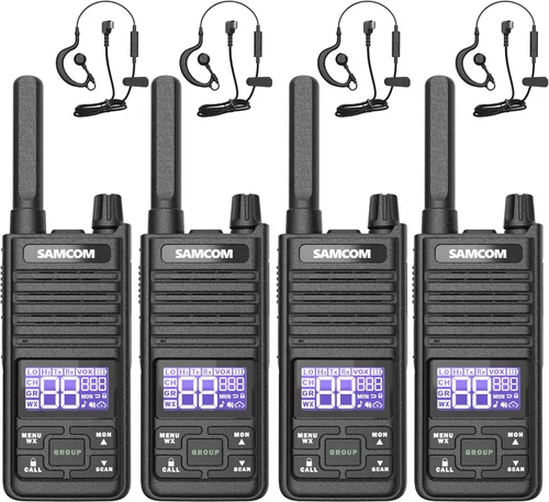 Vista 9 de SAMCOM Radio T2 GMRS de 2 W de largo alcance Walkie Talkie NOAA recargable para el clima, radio bidireccional resistente, radios de llamadas