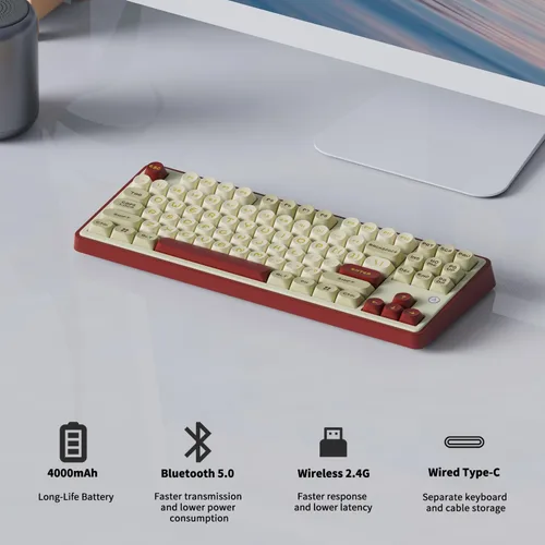 Vista 5 de ×AJAZZ AK870 TKL Estructura de junta de 87 teclas Teclado mecánico intercambiable en caliente de tecla completa Tipo-C2.4GBT 5.1, batería