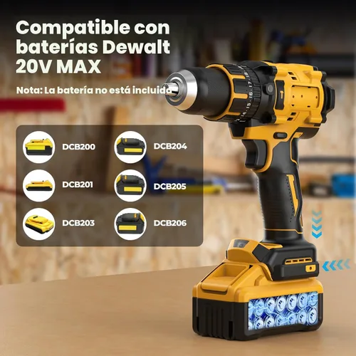 Vista 6 de Taladro de Martillo Inalámbrico Compatible con Batería Dewalt 20V MAX (Sin Batería) Taladro Sin Escobillas de 20V, Taladro Inalámbrico de 1/2