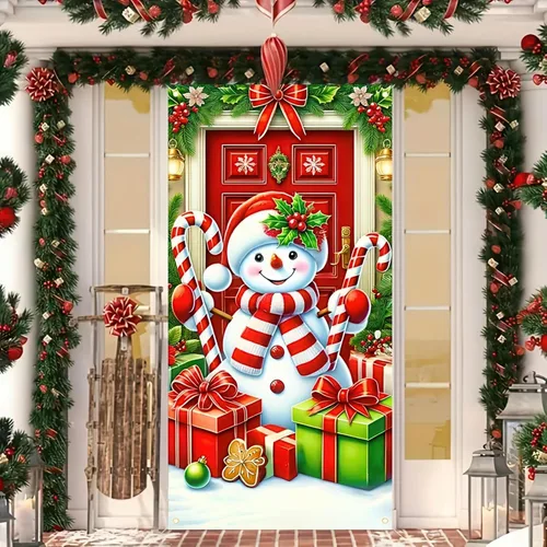 Vista 12 de Cartel de porche con decoración de cachorro de Navidad, trío festivo, Schnauzers en suéteres navideños, perfecto para interiores y exteriores