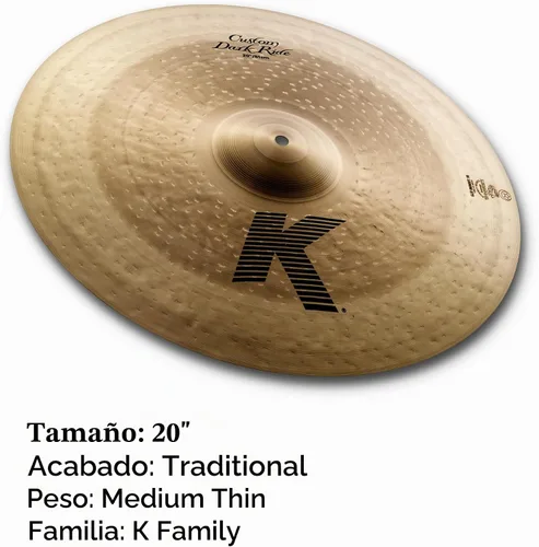 Vista 2 de Zildjian K Custom Dark Ride Platillo - 20 pulgadas