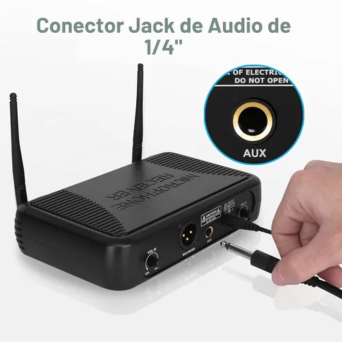 Vista 5 de PylePro PDWM3375 Premier Series sistema de sonido de dos canales con 2 micrófonos UHF inalámbricos y frecuencia seleccionable