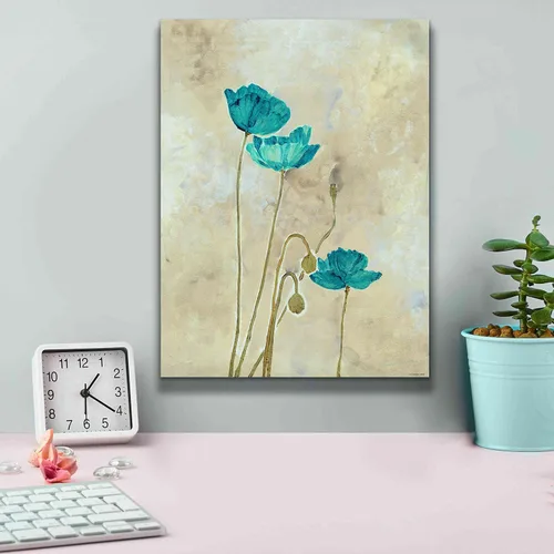 Vista 4 de Epic Graffiti 'Tealqoise Flowers 2' por Jadei Graphics, arte de pared en lienzo, 12 x 16 pulgadas