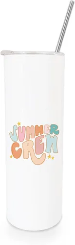 Vista 6 de The Cotton & Canvas Co. I Sea You - Vaso de verano de acero inoxidable con aislamiento al vacío con popote de metal y tapa de cierre deslizante