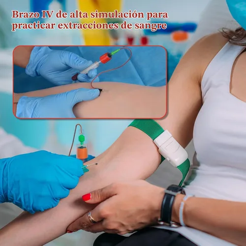 Vista 2 de Kit de práctica de flebotomía SimCoach para entrenamiento de inyección, kit de práctica IV con brazo de flebotomía, kit de práctica de venopunción