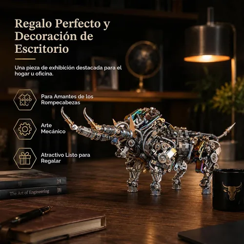 Vista 3 de Rompecabezas de metal 3D para adultos, kits de modelo de metal bisonte, rompecabezas de metal 3D, toros mecánicos, bloques de construcción, montaje