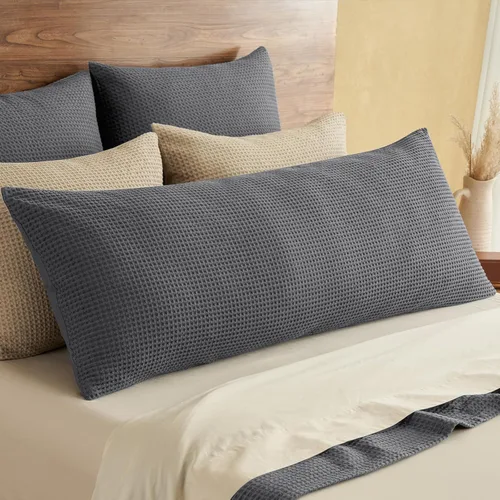 Vista 34 de PHF Funda de almohada 100% algodón con tejido de gofre, 22 x 22 pulgadas, sin relleno, paquete de 2 elegantes fundas de almohada cuadradas