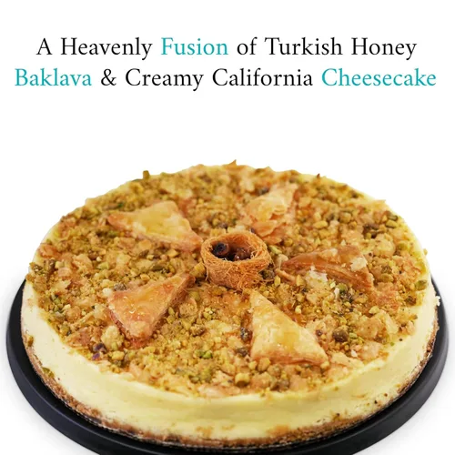 Vista 4 de ANDY ANAND CHOCOLATIER Lujosa tarta de queso Baklava: fusión de miel turca y crema de California - Delicia de postre gourmet de 9 pulgadas, 2.8