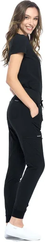 Vista 4 de Dagacci Medical Uniform® Women's V-Neck Jogger Scrubs Negro