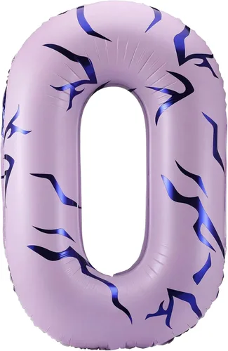 Vista 10 de Globo número 0 de 40 pulgadas con nubes rosadas, diseño de tatuajes, globos de papel de aluminio de números grandes para fiesta temática de granja