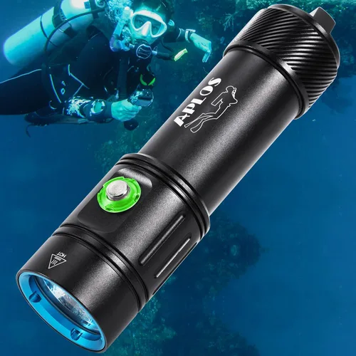 Vista 7 de APLOS Luz de buceo AP20 - Linterna de buceo de 2000 lúmenes, linterna submarina impermeable IPX8 con batería recargable y cargador
