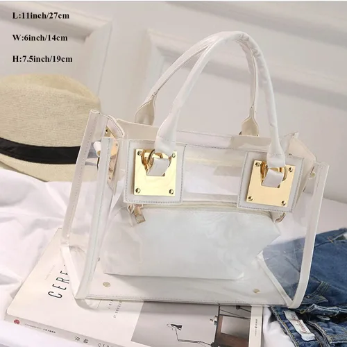 Vista 5 de Cooba Bolso transparente para mujer, 2 unidades, de jalea transparente