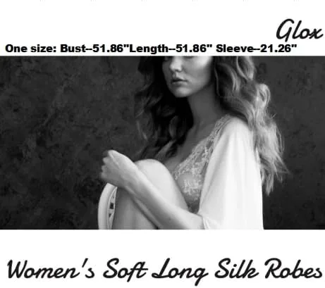 Vista 5 de Batas largas para mujer, kimonos sedosos, bata de baño de longitud completa, ligera, ropa de dormir suave de satén para dama de honor