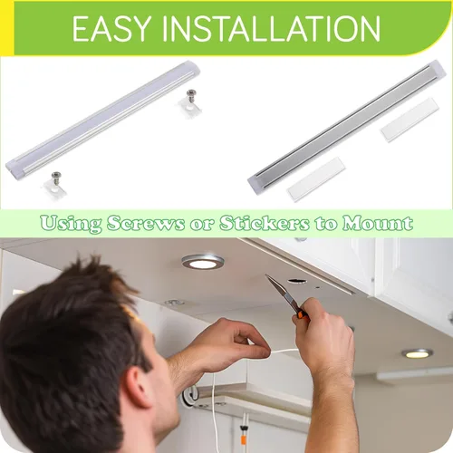 Vista 3 de Barra de luz LED para debajo del gabinete, luz de barra única de 12 pulgadas para iluminación de gabinete de cocina, interruptor de atenuación