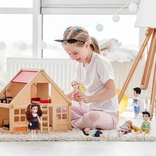Vista 9 de Mini muñecas de 5 pulgadas – Juego de 10 piezas de casa de muñecas, muñeca pequeña para niñas y niños, accesorios para casa de muñecas de cumpleaños