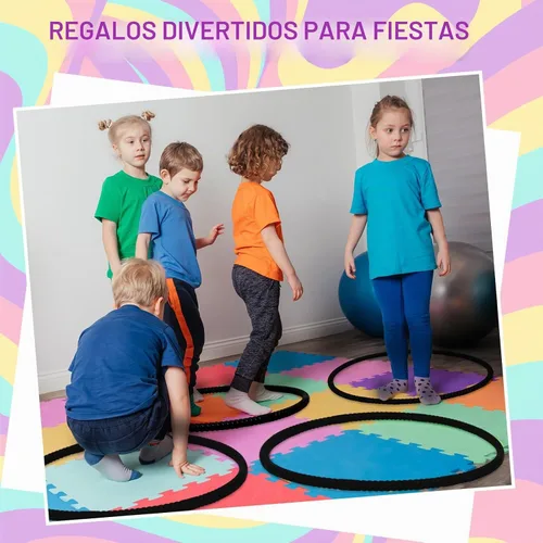 Vista 6 de Shappy - 6 piezas de aros de ejercicio desmontables ajustables, juguete de plástico, juguetes de patio de juegos, aros circulares