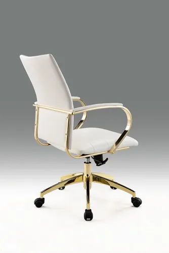 Vista 2 de Neos Modern Furniture Silla de oficina con base dorada, color blanco