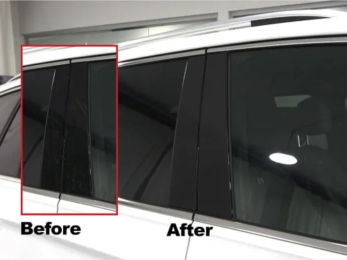 Vista 6 de Rvinyl Moldura de ventana de poste de pilar compatible con Ford Fusion 2013-2020 - Mate (negro)