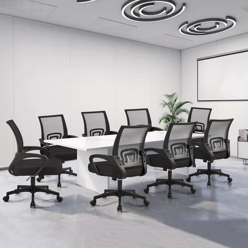 Vista 7 de Topeakmart - Silla de oficina con respaldo trasero giratorio para escritorio