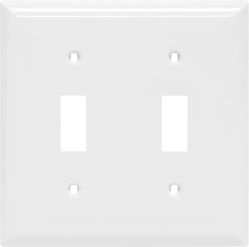 Vista 7 de Power Gear - Placa para interruptor doble en pared, gran tamaño, color almendra claro