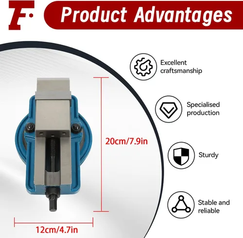 Vista 5 de findmall Tornillo de molino de precisión de 2 pulgadas con tornillo de banco de fresado resistente con base de rotación de 360 grados