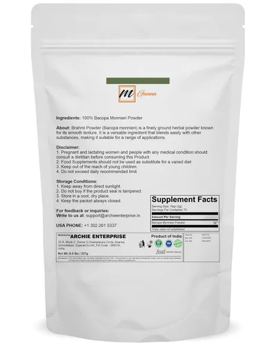 Vista 2 de Polvo Brahmi 100% natural 0.5 libras / 227 GMS Polvo de Bacopa Monnieri para cabello y salud