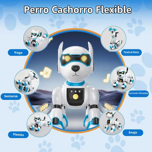 Vista 3 de OKK Perro Robot para Niños, Perro de Control Remoto y Toque con Interacción por Voz, Robot Programable con Show de Imitación, Perro Electrónico que