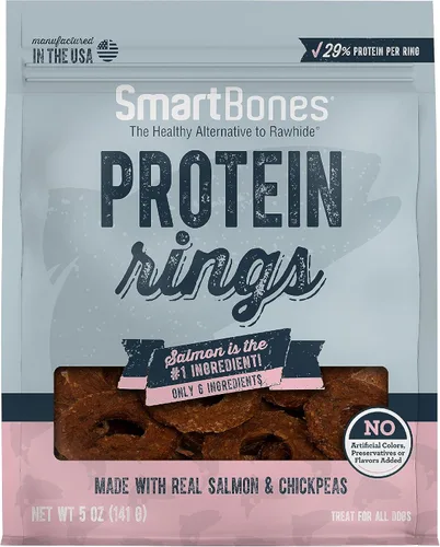 Vista 11 de SmartBones Protein Rings - Golosinas para perros sin piel cruda, pollo real, 10.5 onzas Con pollo real y batata, 30% proteína por anillo, sin