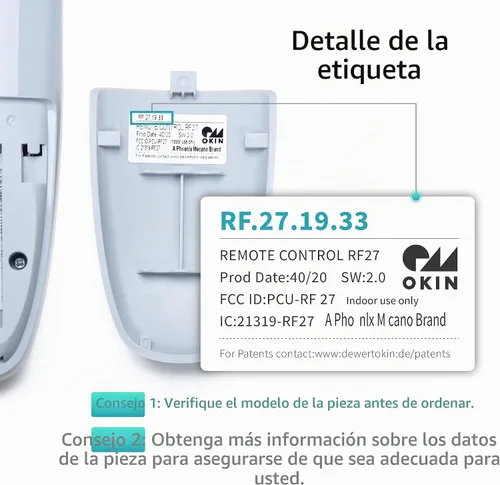 Vista 2 de Okin Control remoto inalámbrico de mano de reemplazo para camas ajustables eléctricas RF.27.19.33