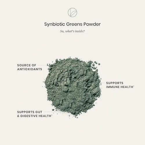Vista 4 de Perelel Synbiotic Greens - Mezcla de superalimentos con frutas, verduras, probióticos, fibra, espirulina y clorella, suplemento de verduras diarias