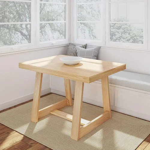 Vista 8 de Plank+Beam - Mesa de comedor de 48 pulgadas estilo granja, mesa de cocina rústica de madera maciza, mesa de comedor para el comedor, mobiliario