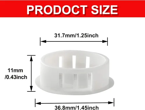 Vista 2 de 30 tapones blancos para agujeros – Tapones de plástico tipo empotrado de 1-1/4 pulgadas (1.260 in) a presión en tubo de orificio de bloqueo