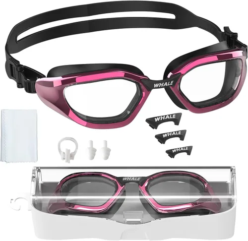 Vista 11 de Whale Gafas de natación para adultos, 100% UV y antivaho - Sello de silicona ultra suave para hombres y mujeres