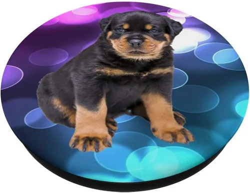 Vista 2 de Dixie Rottweiler cachorro – Rottie I Love perros – popsockets agarre y soporte para teléfonos y tabletas, Negro
