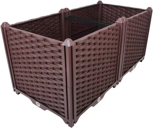 Vista 22 de BAOYOUNI - Juego de jardinera cuadrada para interiores o exteriores, maceta de plástico, caja de cultivo para verduras frescas, hierbas, flores
