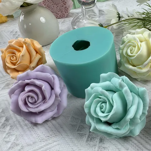 Vista 3 de Molde de silicona de flor de rosa 3D, moldes de flores epoxi, decoración de manualidades, molde de cera de vela, molde de silicona para pastel