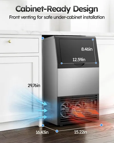 Vista 8 de Mojgar Máquina comercial para hacer hielo, 100 libras/24 horas con almacenamiento de hielo de 33 libras, máquina de hielo debajo de la encimera